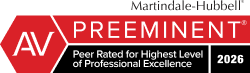 logo indicating Elizabeth is an AV-rated lawyer by Martindale-Hubbell, reflecting that she is a preeminent attorney in her field